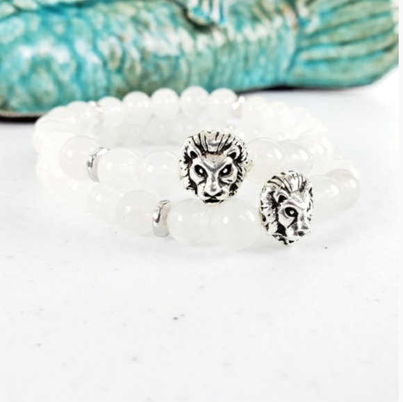 Men's Genuine Crystal Quartz Lion Bracelet - Picture 2 of 6